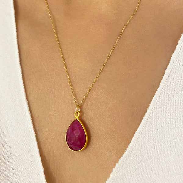 Red Ruby Necklace with a Real Ruby Pendant