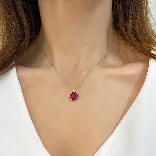 Real Ruby Pendant Necklace- July Birthstone Necklace