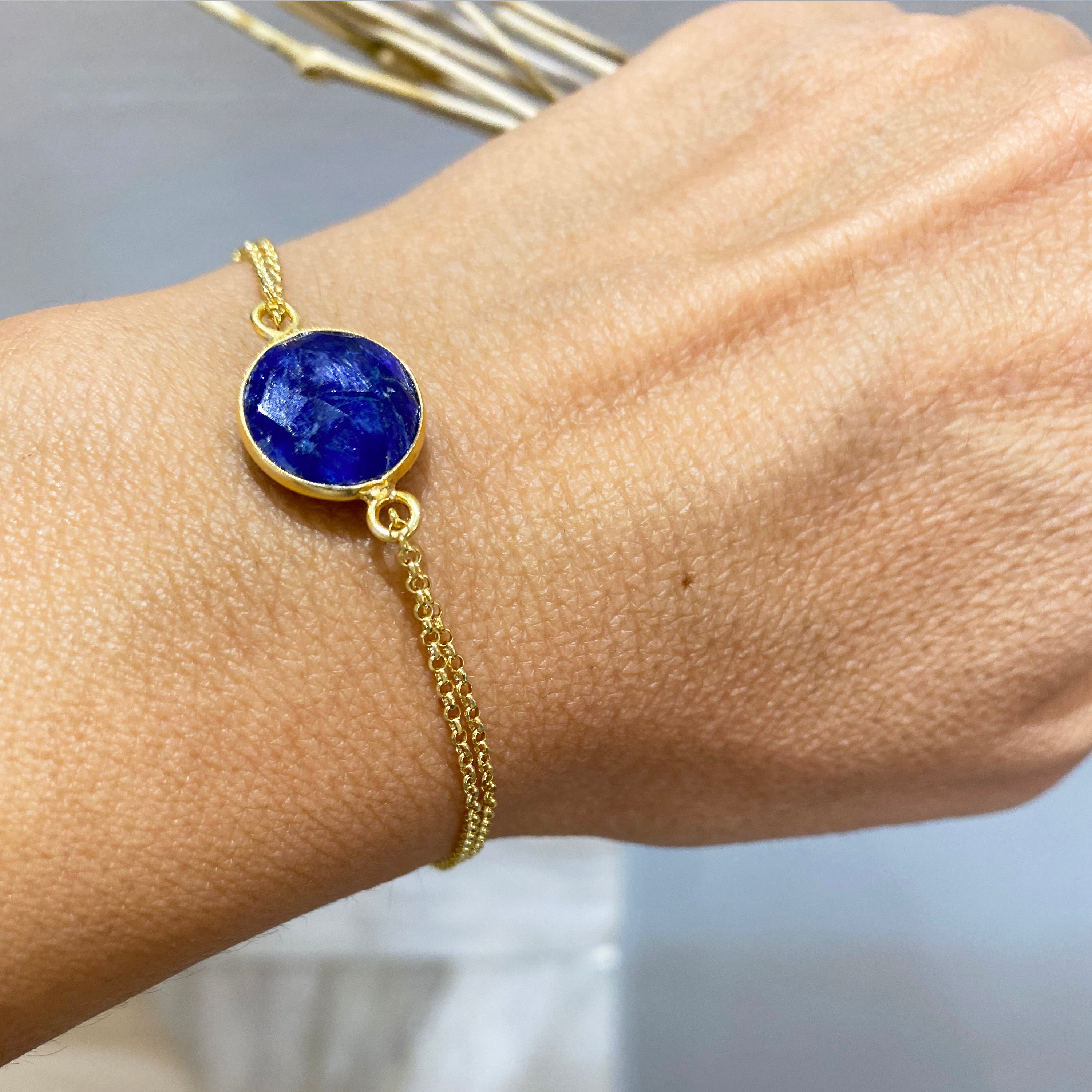 Real Blue Sapphire Gemstone bracelet | Silver 925