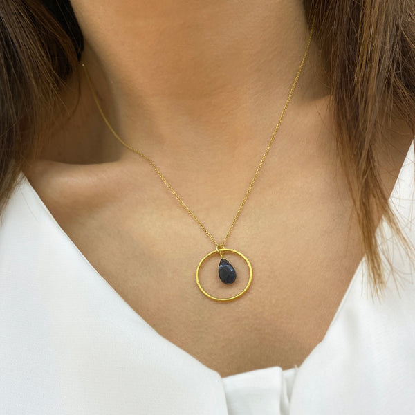 Raw Blue Sapphire Necklace - Fidget necklace