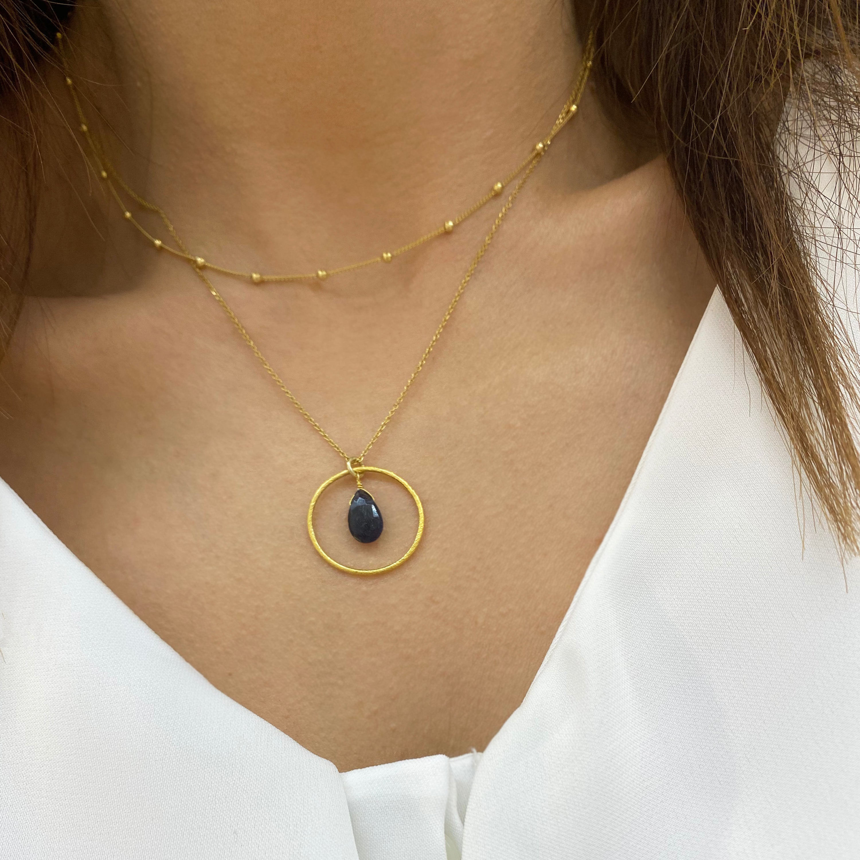 Raw Blue Sapphire Necklace - Fidget necklace