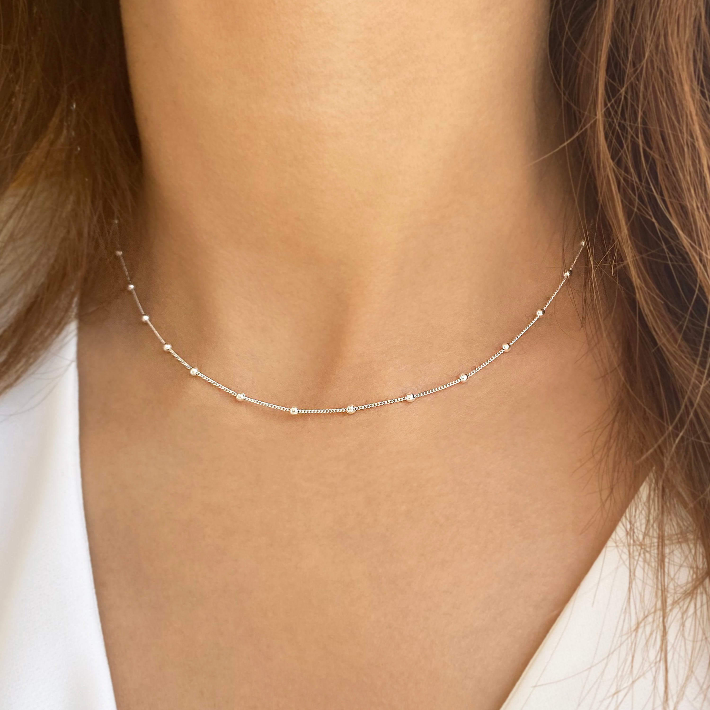 Satellite Choker Necklace- silver 925