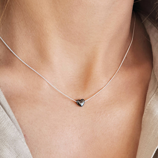 Hematite heart necklace! Silver 925!