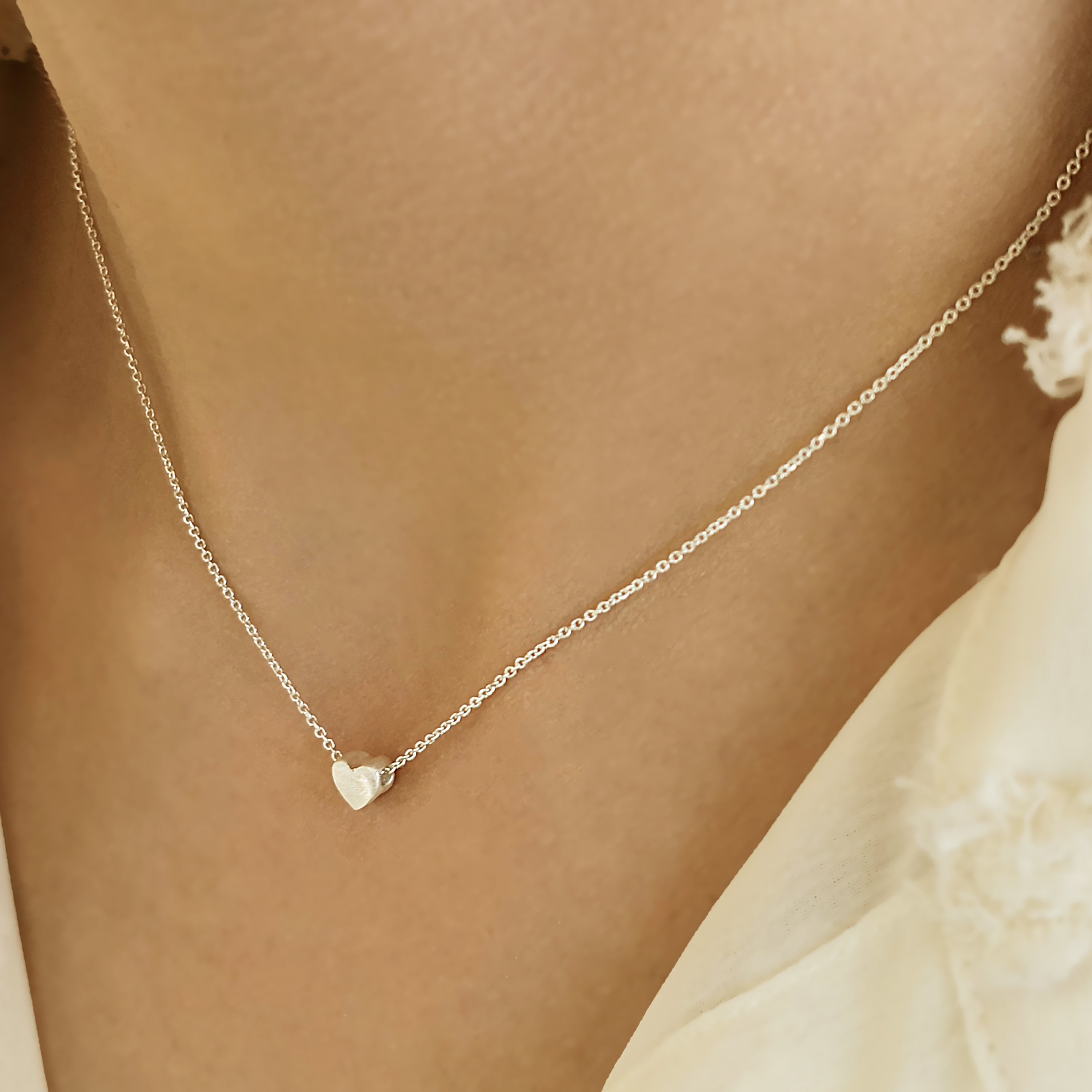 Small Gold heart necklace in minimalist style! Silver 925