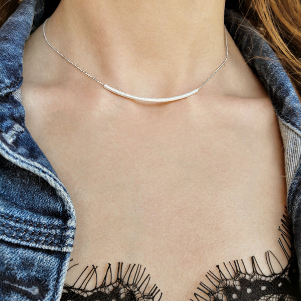 Silver 925 Tube Necklace with a matte finish