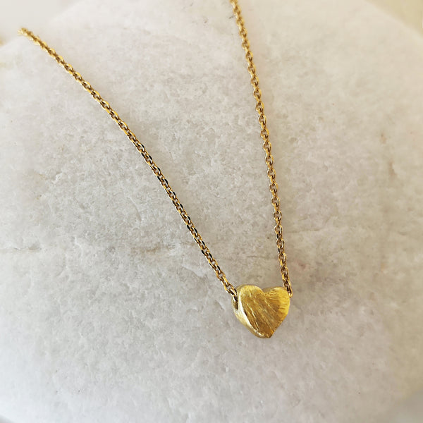 Small Gold heart necklace in minimalist style! Silver 925
