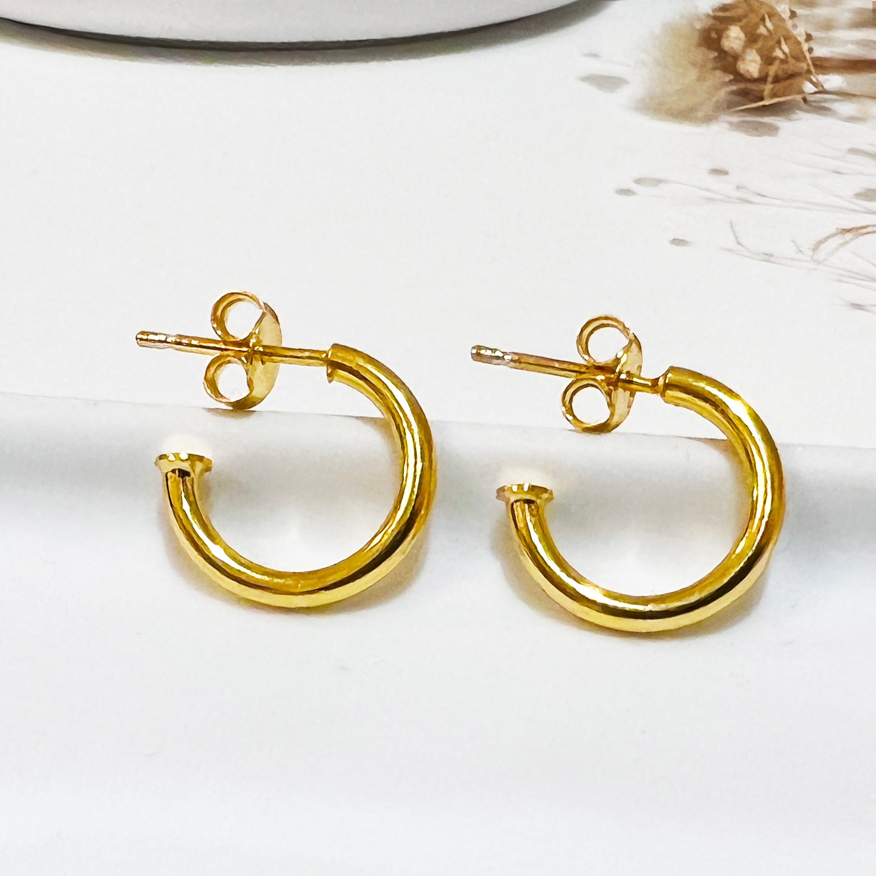 Small Hoop Earrings that are Open back - Silver 925