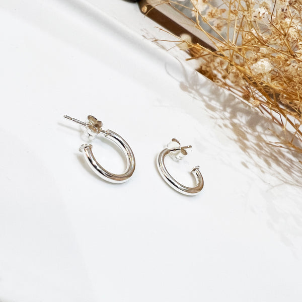 Small Hoop Earrings that are Open back - Silver 925
