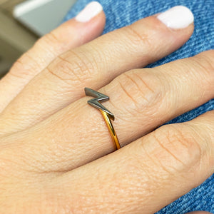 Dainty Thin Gold Ring with a Thunder design