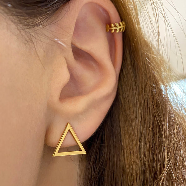 Triangle Stud earrings - Triangular Minimalist Earrings - Silver 925