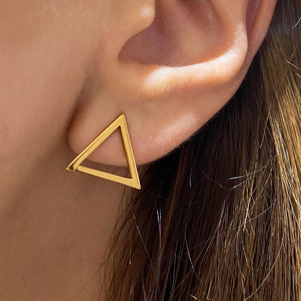 Triangle Stud earrings - Triangular Minimalist Earrings - Silver 925
