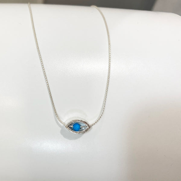 Evil Eye Necklace with a turquoise Howlite Pendant, Sterling Silver 925