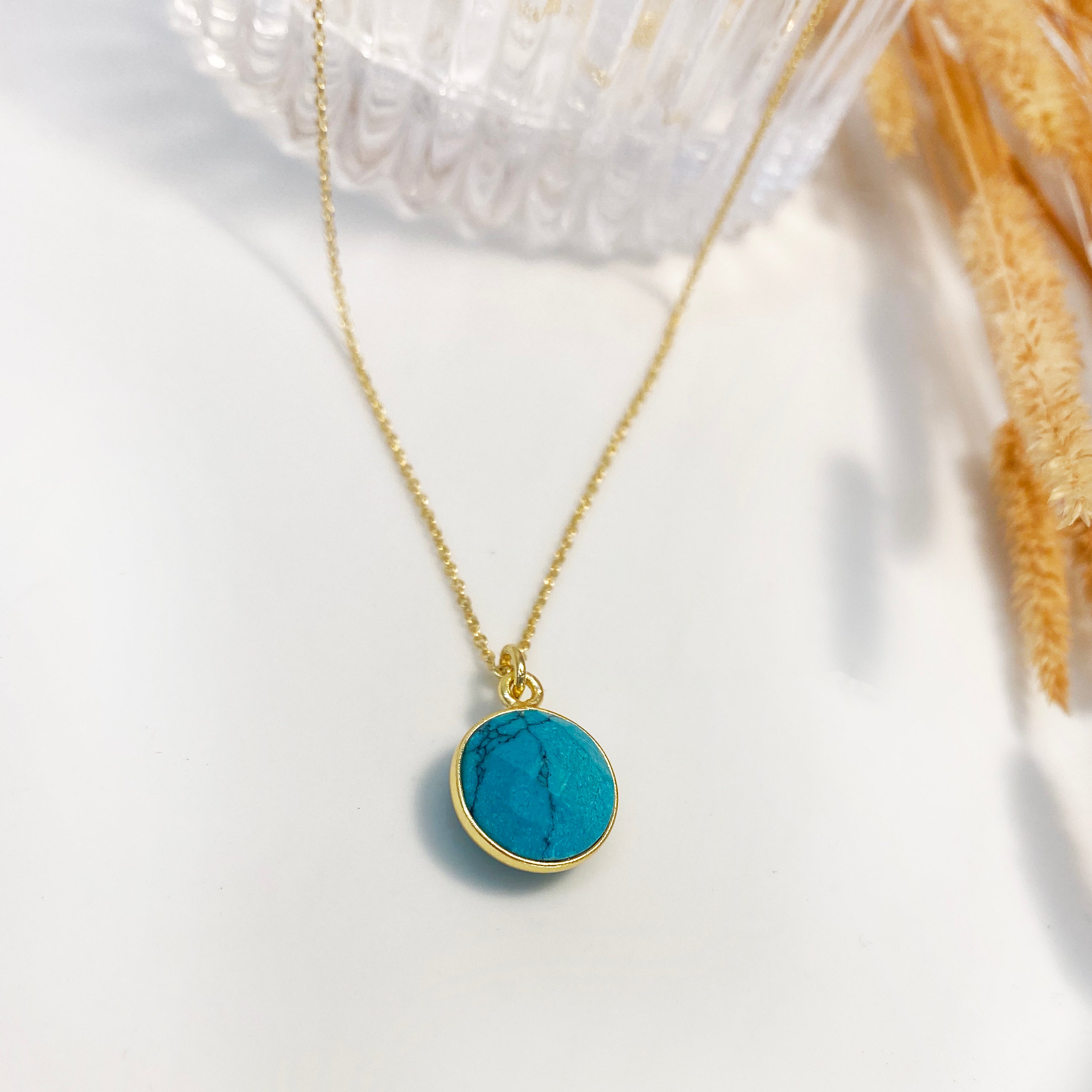 Turquoise Gemstone Necklace, December Birthstone Necklace. Silver 925