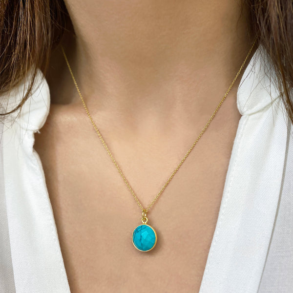 Turquoise Gemstone Necklace, December Birthstone Necklace. Silver 925